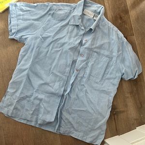 Linen pastel blue short set, size M
